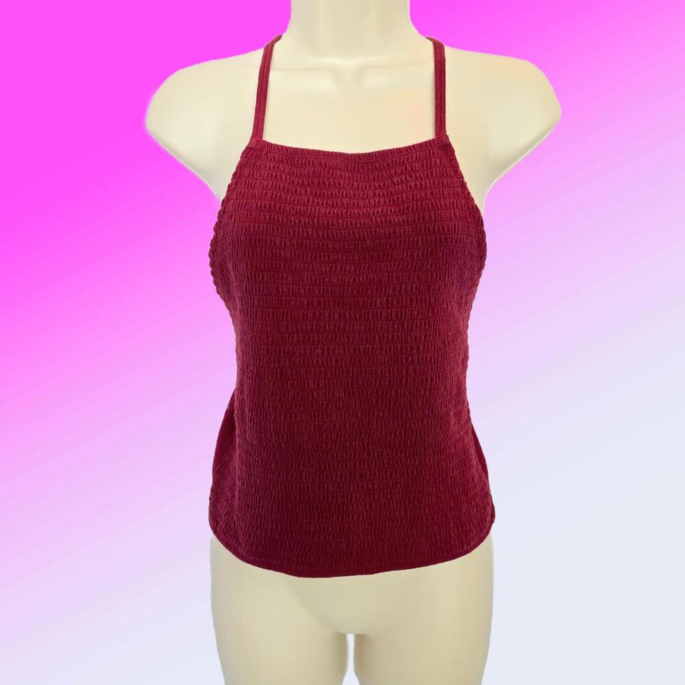 Hollister Stretchy Burgundy Smocked Crop Top